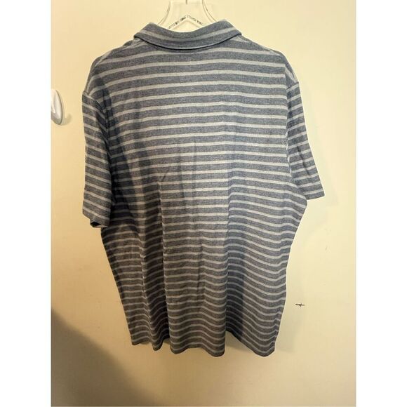 LL Bean 510023 XL Mens Cotton Stretch Polo Grey/White Stripe - Picture 3 of 4